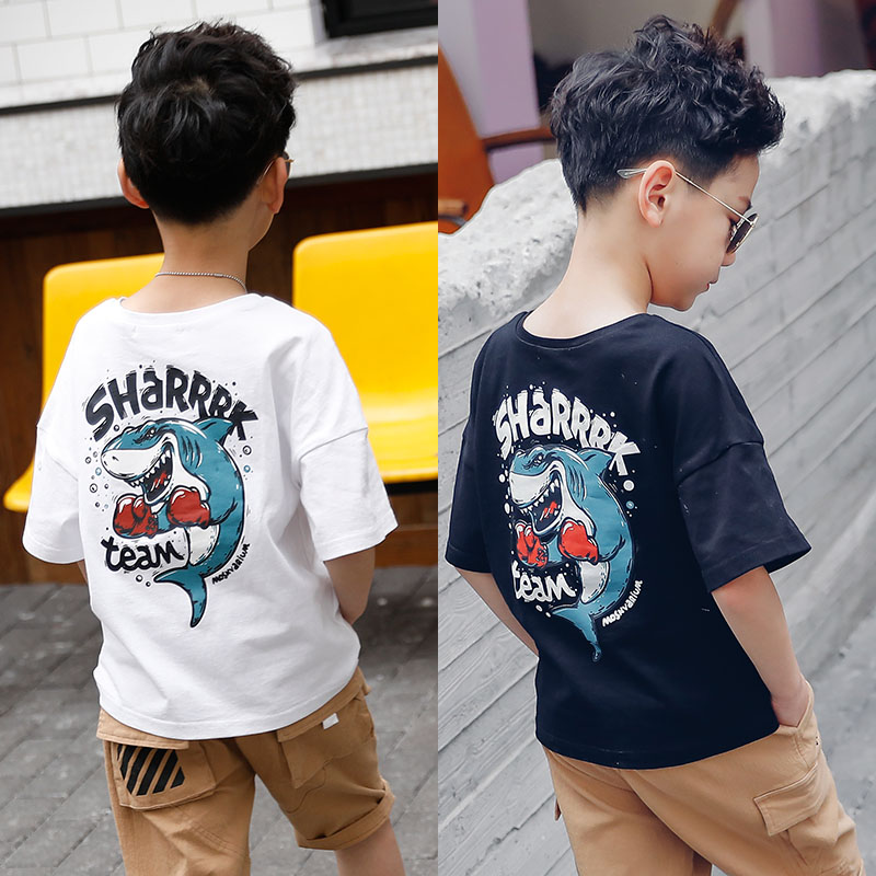 Boy short sleeve T-shirt 2022 new children half sleeve T-shirt CUHK child cartoon pure cotton summer tide blouse