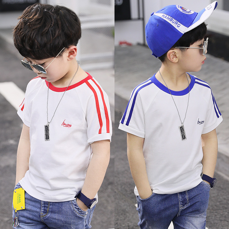 Children's clothing 2022 new boys short sleeves T-shirt pure cotton children boy half sleeve tide CUHK boy baby T-shirt Korean version
