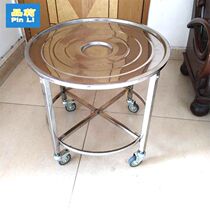 Steamer cart stainless steel steamed buns round snack steamer frame mobile mat shelf commercial trolley 51cm