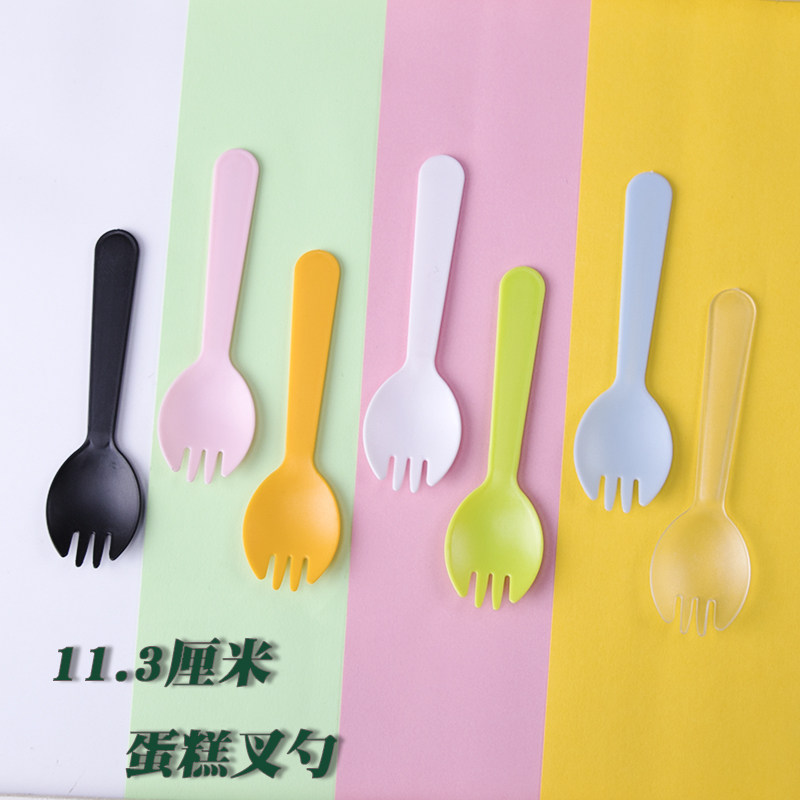 Color cake fork spoon One-piece disposable frosted spoon Birthday cake fork