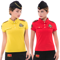 2018 Spring Summer New Water Soldiers Dance Womens Turncoat with Shoulder Chapters Short Sleeves T-shirt Outdoor Body Square Dance out of the suit