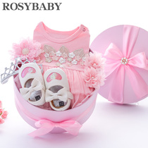 Newborn baby clothes female baby spring and summer clothes thin foreign style suit New Full Moon 100 days old baby gift box