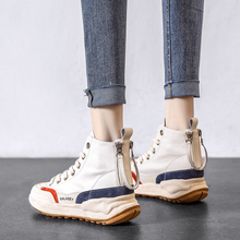 Four Colors of High Top Shoes for Women High top Board Shoes High top Shoes for Women Little White Shoes 2023 New Spring Genuine Leather Color Block