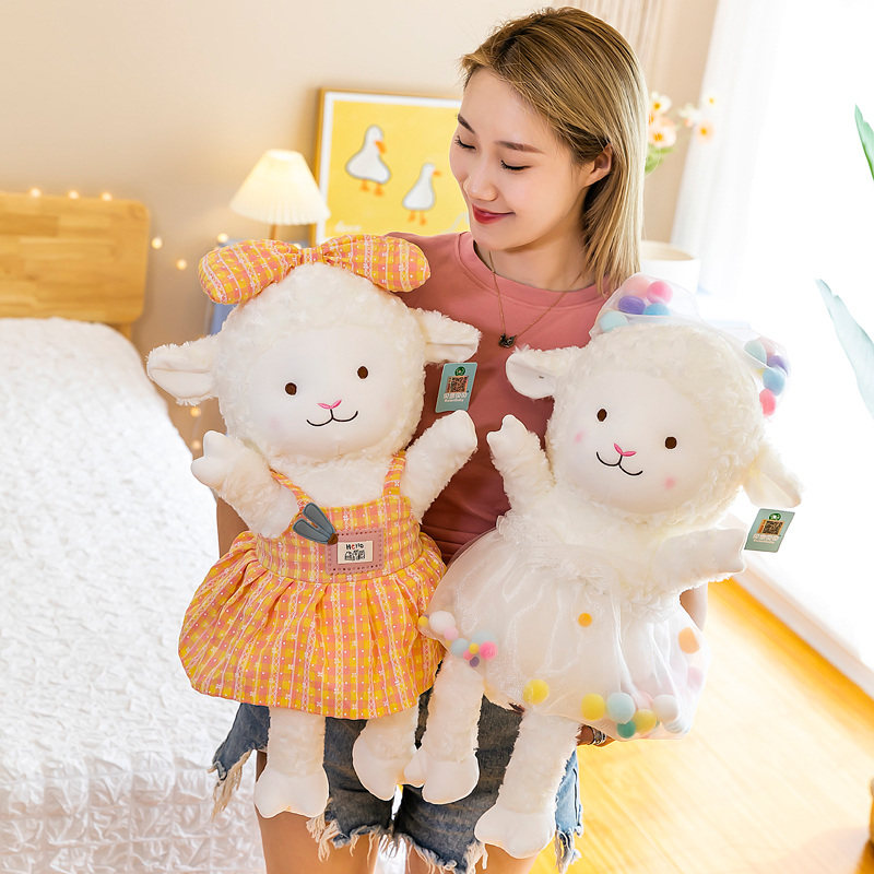 Cute Little Sheep Paparazzi Wool Suede Toy Healing Tie Doll Male Girl Doll Sleeping for Pillow Children Birthday 