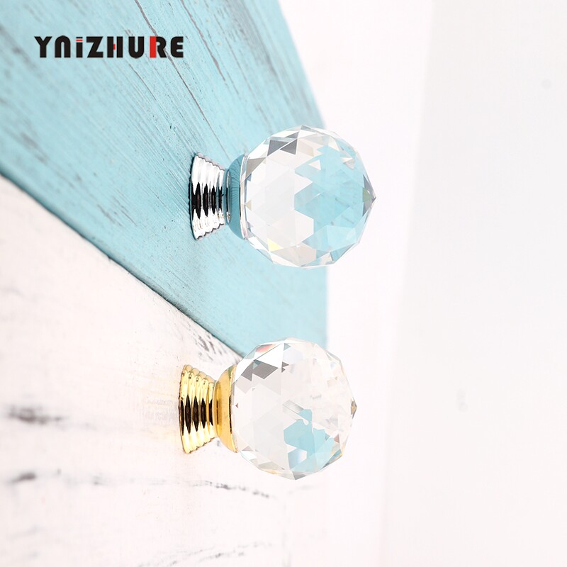 European-style 30mm crystal handle modern minimalist wardrobe door small handle cabinet wine cabinet drawer small handle single hole round