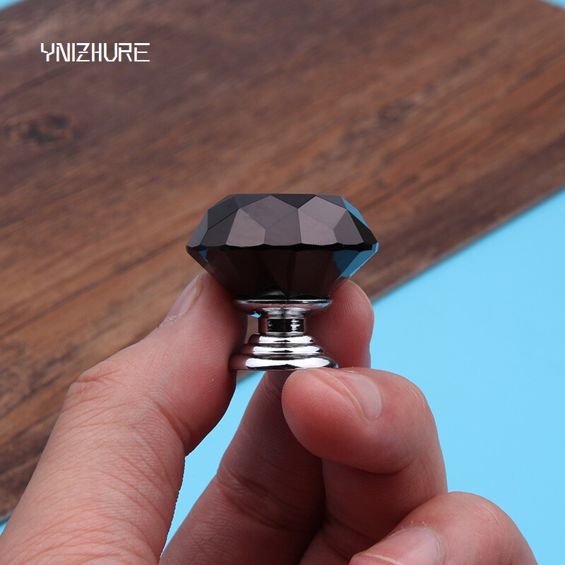 Crystal handle European furniture handle Diamond handle Zinc alloy handle Black luxury crystal 30MM