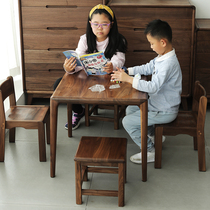 Lin Ren Black Walnut Wood Tenon Childrens Table Balcony Small Square Table Modern Simple Home Living Room Sofa Side