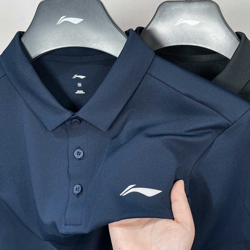 Li Ning Polo Shirt Men's 2025 Summer New Sports Ice Silk Loose Short-Sleeved Pure Color Lapel T-Shirt Aplv605