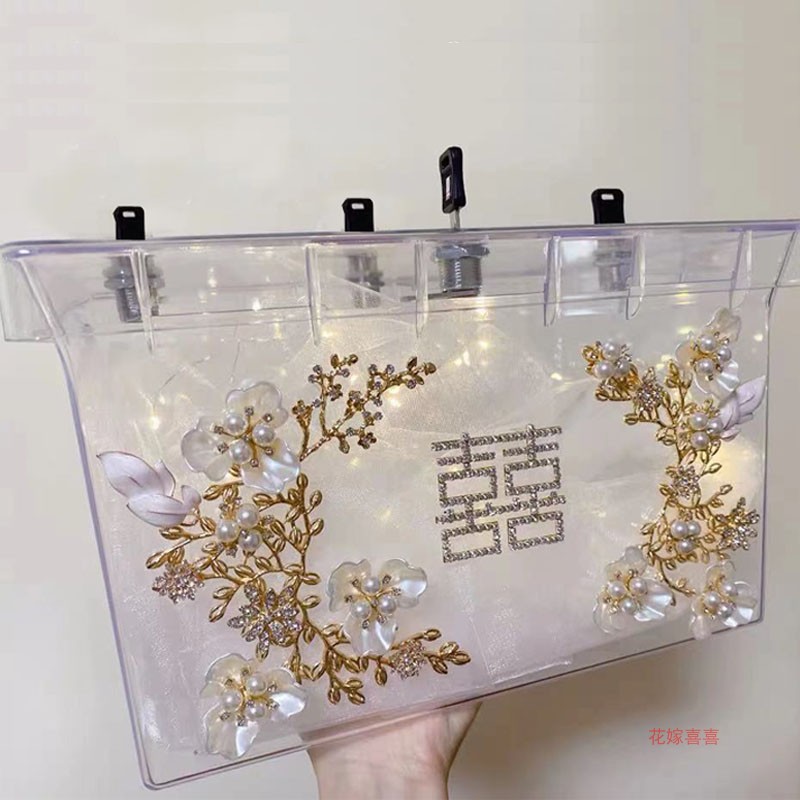 Tibetan wedding shoe box with lock artifact transparent acrylic shoe box bride married whole person groom best man game props