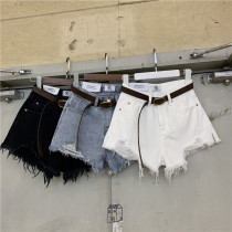 kalanxiu card blue show 5166 Summer Korean version High waist display slim hair side denim shorts hot pants broadlegged pants female damp