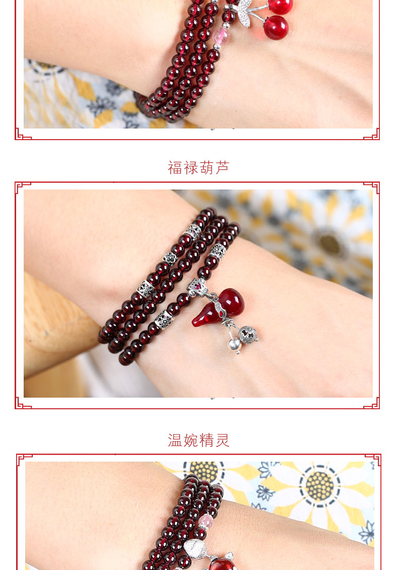 Cục 7A tự nhiên rượu vang đỏ garnet vòng đeo tay nữ sinh năm đa vòng tròn món quà sinh nhật gió quốc gia vòng đeo tay pha lê