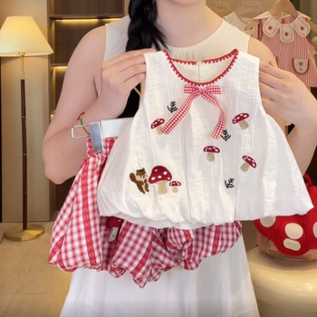 ເດັກຍິງ summer bud vest ສັ້ນ suits