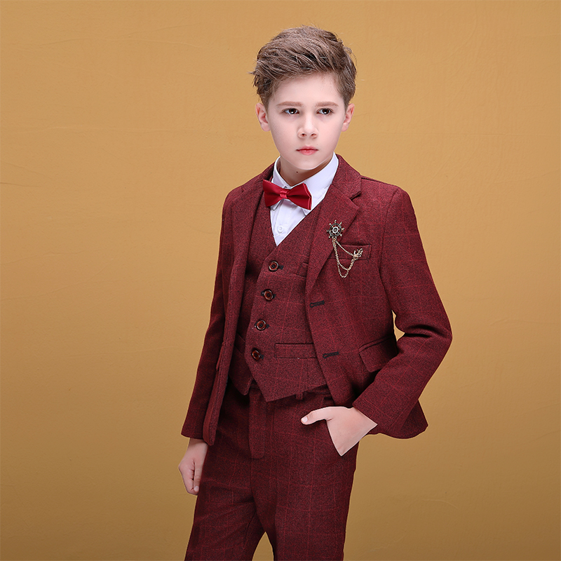 Children's suit Englishman 3-piece handsome fashion boy host Young Boy Suite