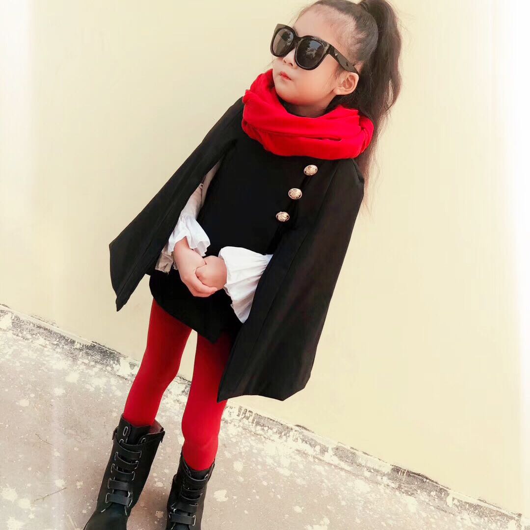 Áo choàng trẻ em mùa thu đông 2018 mới cho bé gái mặc đồ bé gái Áo gió dày khăn choàng blazer bộ gia đình đi biển