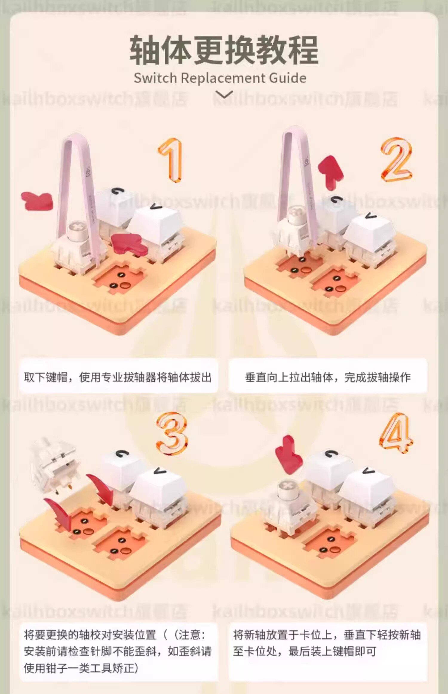 Вал 【顺丰】凯华kailh极地狐轴体box开关机械键盘段落有声类青五脚轴