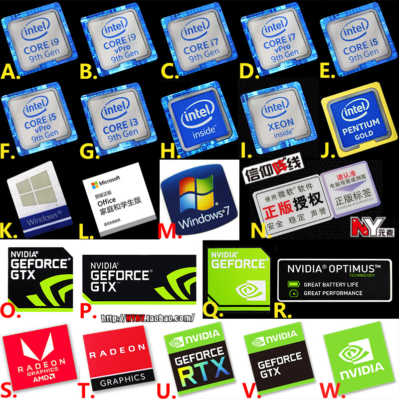 Оригинальный процессор Core 9-го поколения core i5 i7 I9 win10 9-го поколения для ноутбуков наклейка с процессором Изображение 1