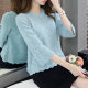 ພາກຮຽນ spring ແລະ summer hollow knitted blouse ສັ້ນນອກໃສ່ເສື້ອເກົາຫຼີ trumpet sleeve ບາງ ເສື້ອທີເຊີດແມ່ຍິງວ່າງ pullover bottoming ເສື້ອ