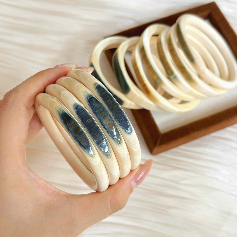 Natural Authentic Mammoth Ivory Blue-Eyed Bracelet, Rare Authentic Cultural Artifact, Stackable Jewelry Bracelet, Gift for Mom