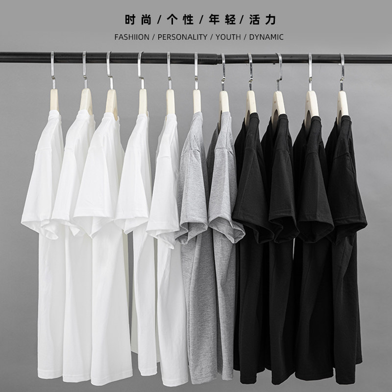 Summer Short Sleeve T-shirt Men's Pure Color-Leisure Half-sleeved Pure Cotton Round Roll-collar White T-shirt