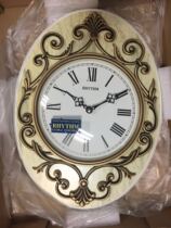 Japanese rhymic wall clock luxury solid wood living room bedroom European style pastoral retro carved CMG775