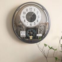 Japan SEIKO SEIKO Music Nordic Schwaro Crystal Wall Clock Nordic Living Room Mute Clock QXM375S