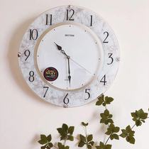 Japan RHYTHM Li Sheng wall clock Living room bedroom office Pastoral Marbled mute CMG400