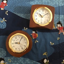Japan RHYTHM sound table clock Solid wood alarm Classic retro retro bedroom bedside CRE205