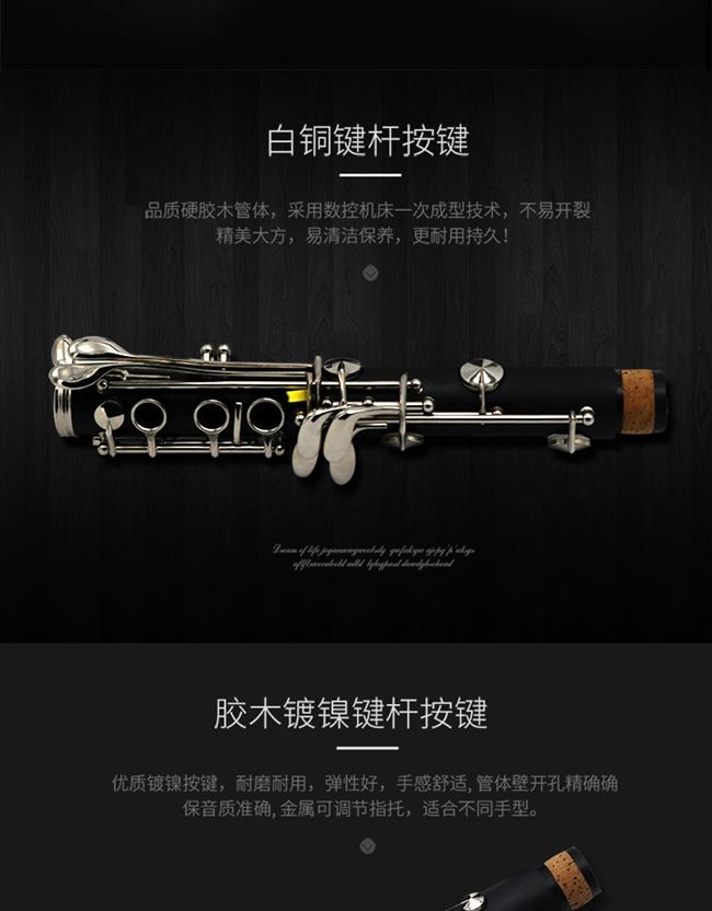 Dirui clarinet 17 phím thả B phím clarinet nhạc cụ clarinet chơi người mới bắt đầu clarinet đen - Nhạc cụ phương Tây