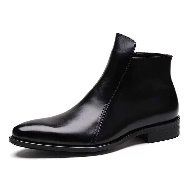 Mùa đông mới của nam giới giản dị giày da nam cao cổ mũi nhọn của nam giới England plus cashmere Martin boots da boots xu hướng giày nam - Giày ống
