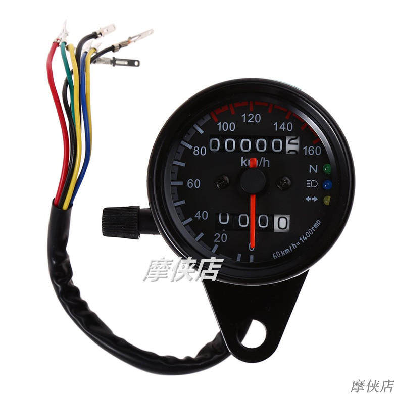 Locomotive retro modified small instrument with indicator light LED two-color Jialing 70 retro odometer monkey instrument