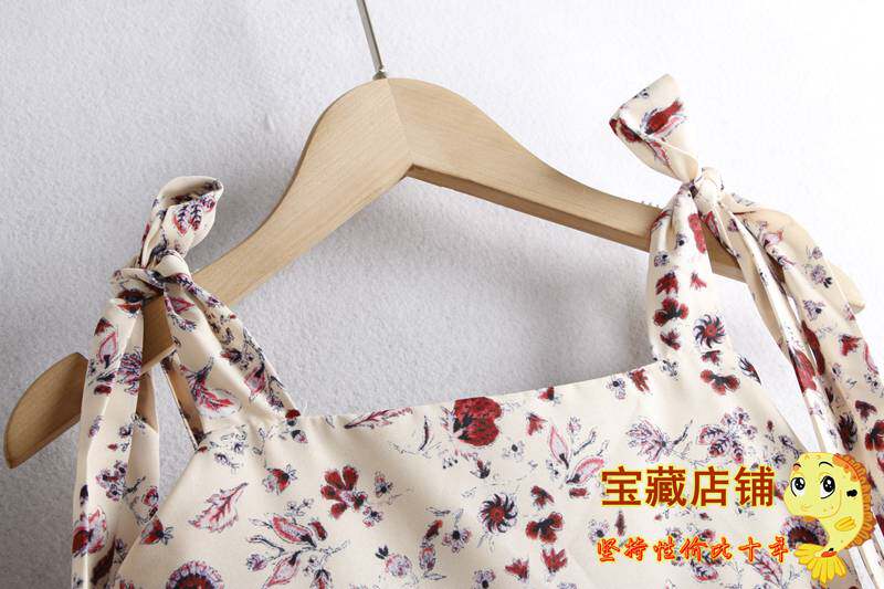 Боди/брюки 2790碎花连体裤 系带露背松紧时尚连体阔腿裤 小鱼儿外贸尾单女装