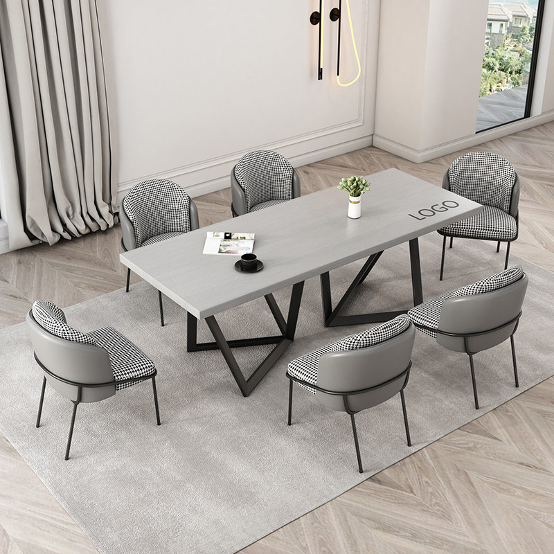 Nordic solid wood dining table household small apartment simple dining table light luxury dining table and chair combination 6 people dining table rectangular