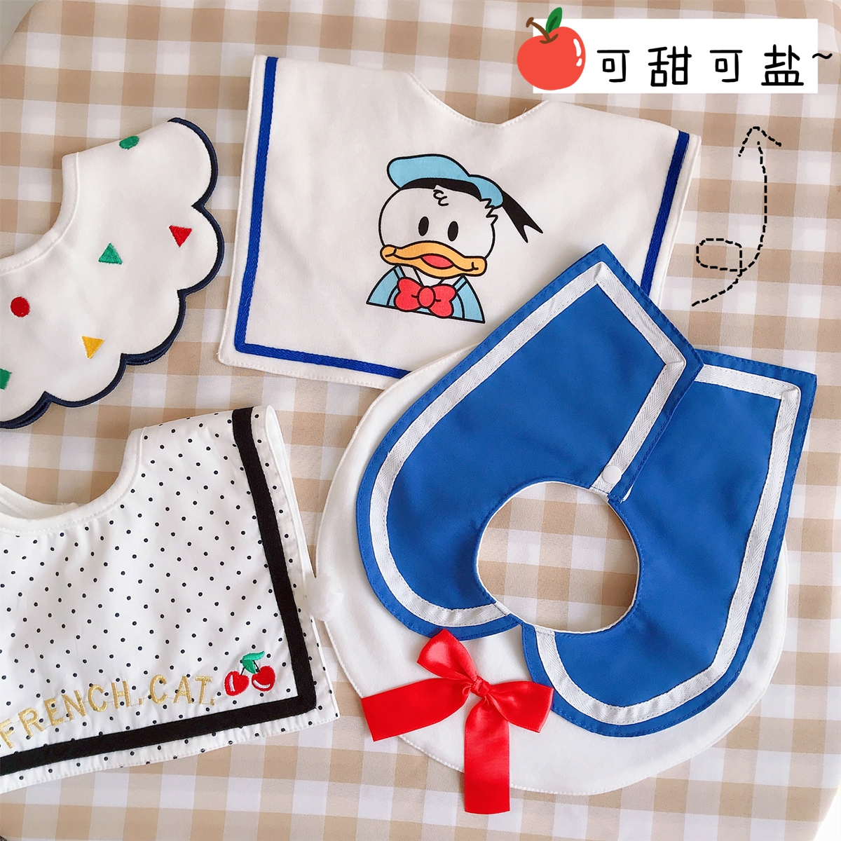 Baby bib pure cotton baby saliva towel Spit-proof milk absorbent 360 degree rotatable bib Japanese cute shape