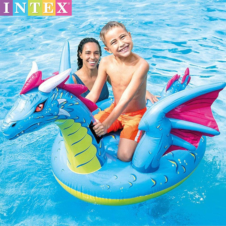 INTEX's new magic dragon sits on swimming circle Children's adult water thickened inflatable dinosaur crocodile floating bed swimming ring
