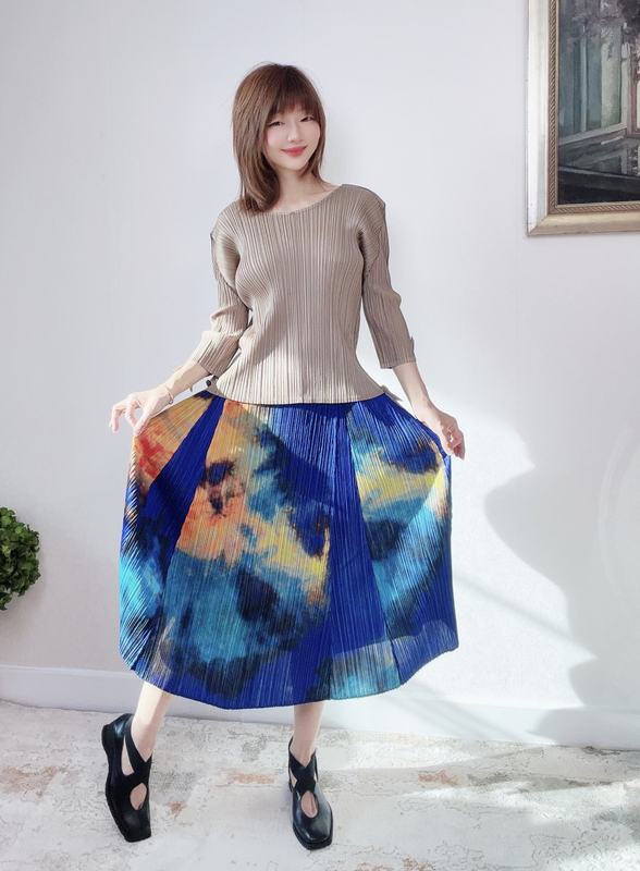 Special Starry Sky Pp61-Jg503 Blue Vintage Starry Sky Pleated Skirt Size 2 Length 77-79cm Non-Returnable