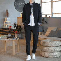 Tunic male youth suit Slim stand-up collar Chinese style jacket Groom suit Chinese Tang suit Wedding dress Male