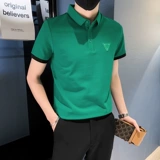 Трендовая футболка polo, популярно в интернете, короткий рукав, облегающий крой