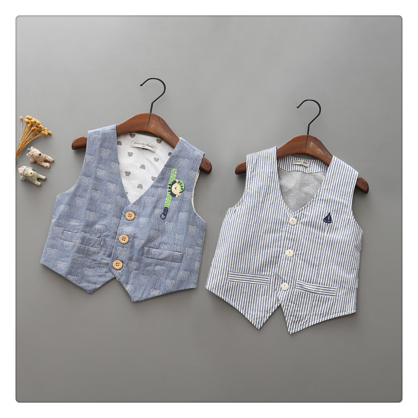 Trẻ em mỏng cotton vest 2018 chàng trai mới mùa xuân và mùa thu Hàn Quốc phiên bản của cardigan vest bé phù hợp với mùa hè