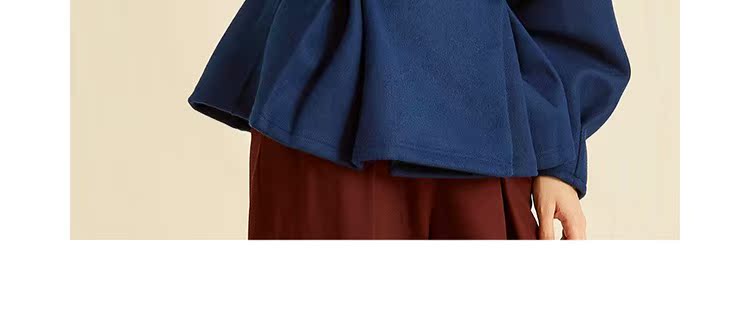 Áo len mùa thu 2018 mới len tương phản màu eo eo áo khoác len ngắn nữ retro đứng cổ áo khâu mẫu áo dạ ngắn đẹp
