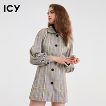 (Girl Boss)icy spring new profile check two-wear windbreaker retro color coat