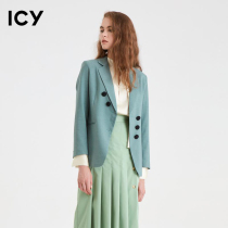 (Girl Boss)icy spring new workplace oblique flat Barb collar suit solid color jacket suit