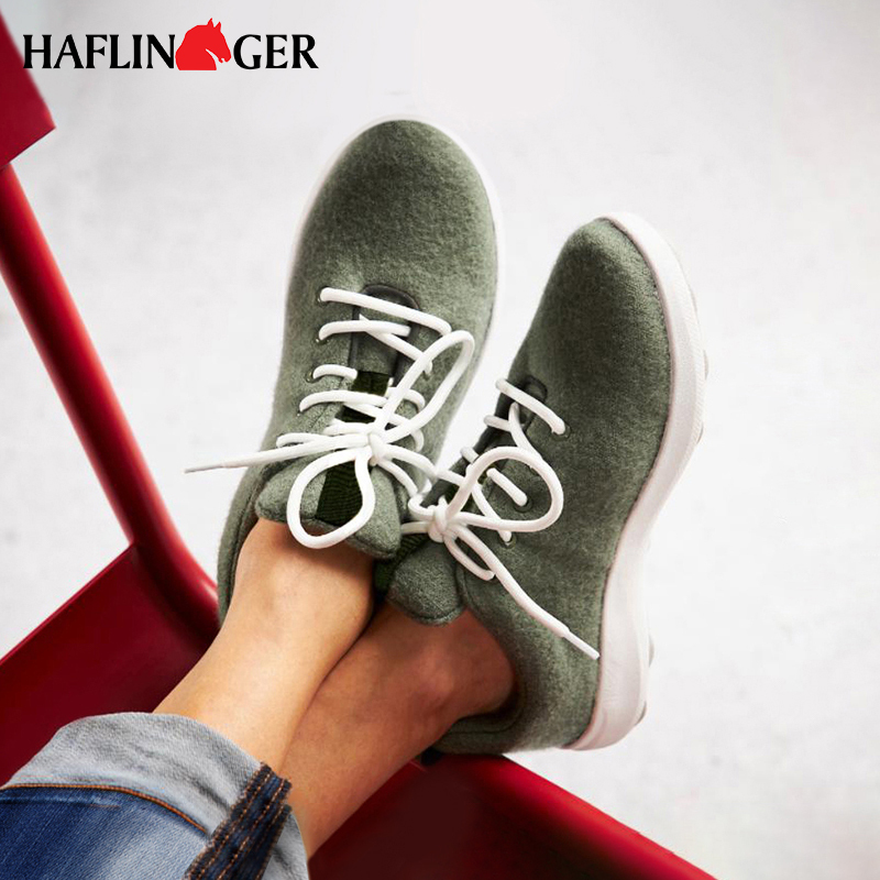 Haflinger German Imported Every Day Classic Solid Color Wool Lace-Up Sneakers, Unisex