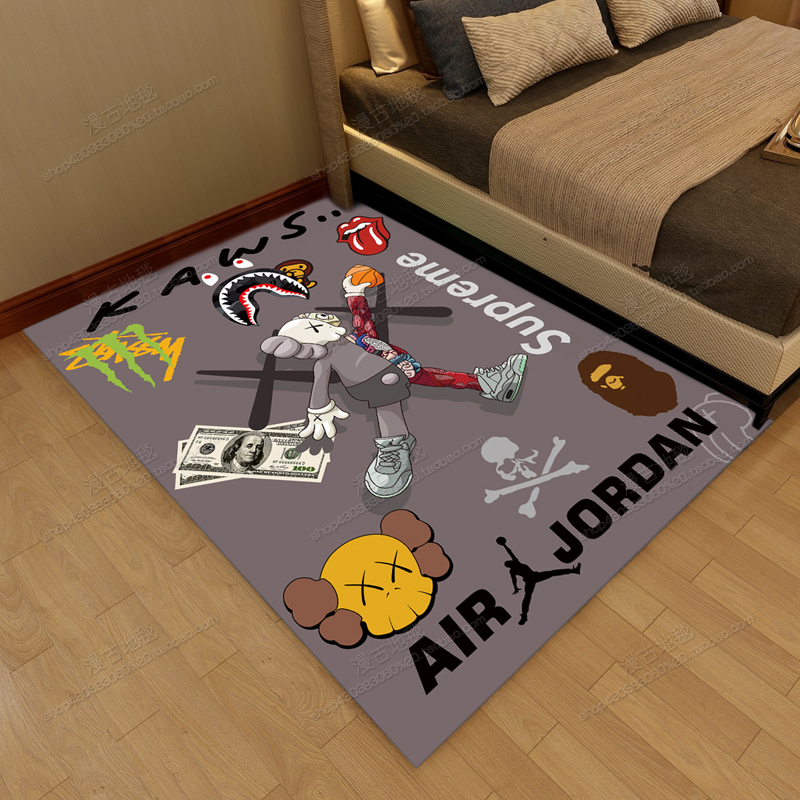 trendy living room kaws carpet bedroom bedside blanket personality bla coffee table mat cloakroom tide brand floor mats can be customized