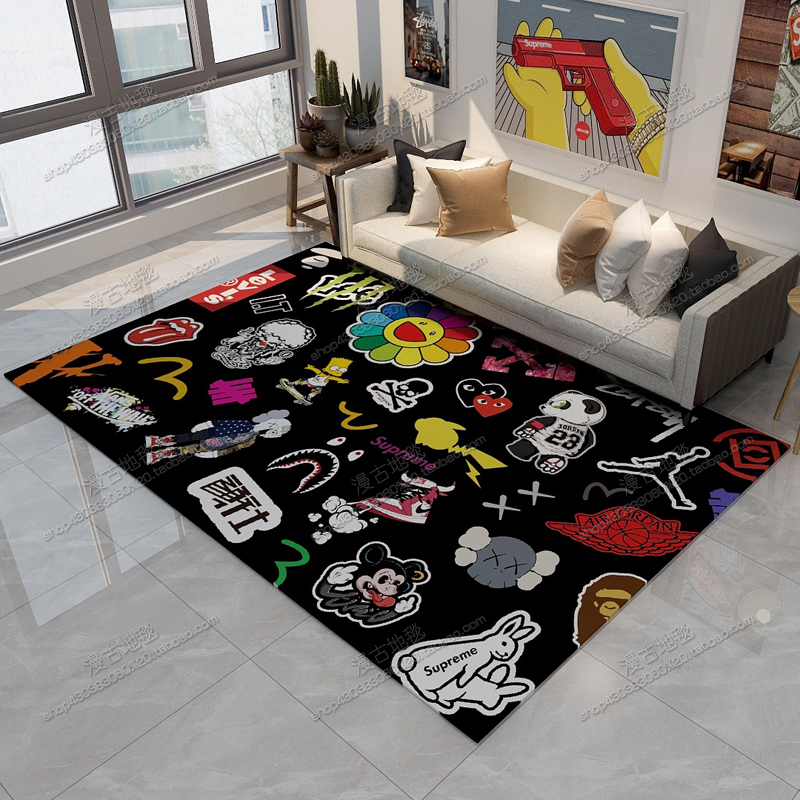 trendy living room kaws carpet bedroom bedside blanket personality bla coffee table mat cloakroom tide brand floor mats can be customized