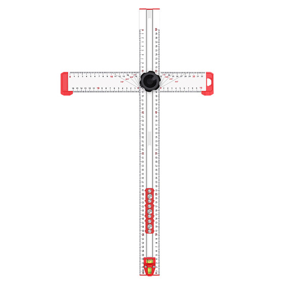 다기능 2-in-one 각도 눈금자 90도 고정밀 범용 목공 이동식 각도 눈금자 대형 마킹 T 자형 눈금자