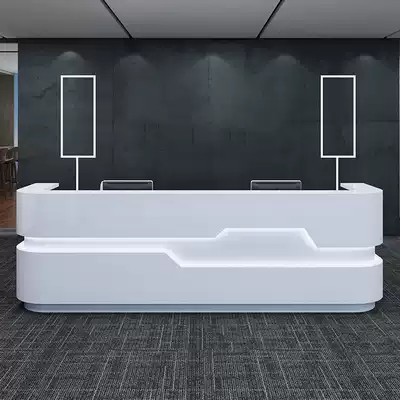 Company paint front desk reception desk white curved creative training institution bar table Beauty salon counter Cash register counter