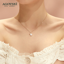 Koski pearl necklace Female sterling silver niche design sense Light luxury wild small crown pendant temperament clavicle chain