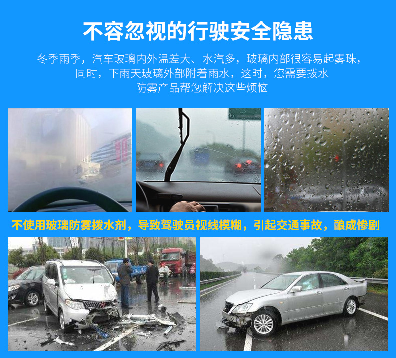 车仆 汽车玻璃防雾剂218ml 入秋开车必备 图2