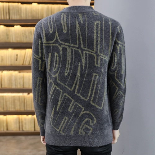 Мужской модный демисезонный трендовый трикотажный свитер, высокий воротник, увеличенная толщина