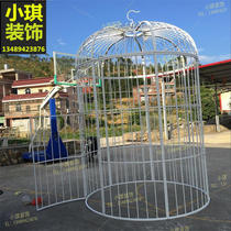 European-style wrought iron large bird cage decoration outdoor park hotel large tiger-skin starling parrot peacock cage